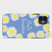 Coques Case-Mate iPhone Fun Daisy Bleu Jaune Blanc Hello Sunshine (Dos (Horizontal))