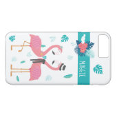 Coques Case-Mate iPhone Fun flamingo avec fleurs tropicales et feuilles (Dos (Horizontal))