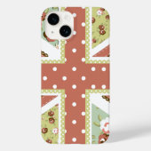 Coques Case-Mate iPhone Fun Folk Quilt British Union Jack Fleurs brunes (Verso)