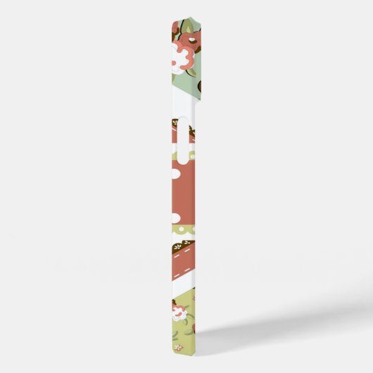 Coques Case-Mate iPhone Fun Folk Quilt British Union Jack Fleurs brunes (Verso / Droite)