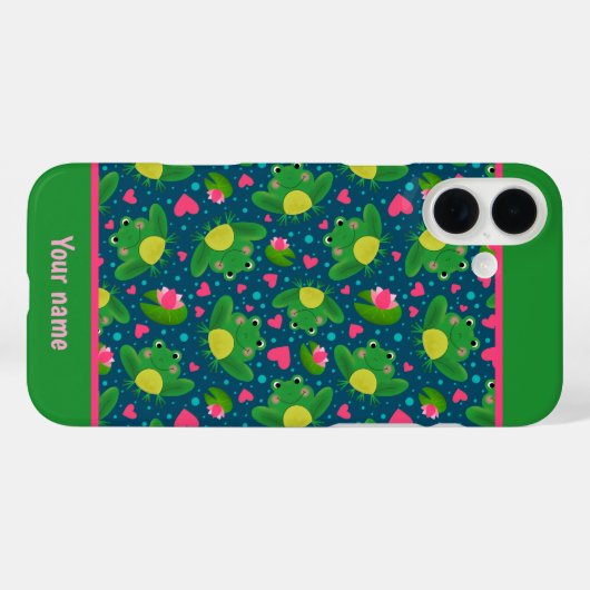 Coques Case-Mate iPhone Fun Frog Pattern Custom Name New Beginnings (Verso (horizontal))