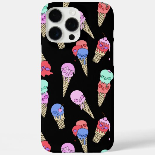 Coques Case-Mate iPhone Fun Melty Summer Goth Crâne glace crème pastel noi (Verso)