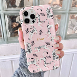 Coques iPhone 16 Pro Fun mignon Cheetah Rose Zebra personnalisé