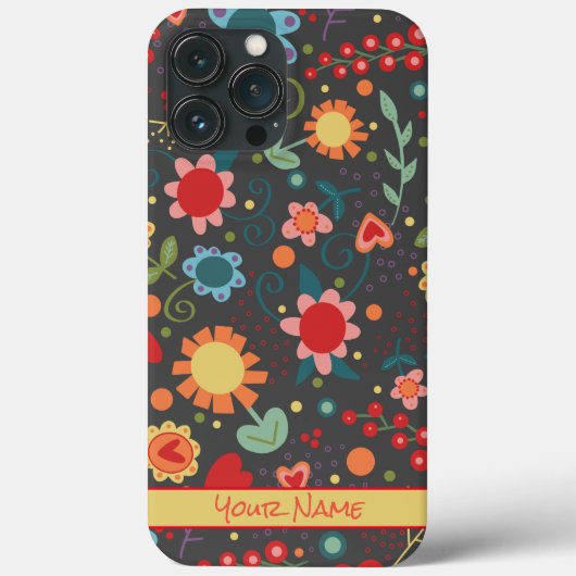 Coques Case-Mate iPhone Fun mignon Flowers Whimsical Black Inspirivity Coq (Verso)