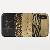 Coques Case-Mate iPhone Fun Moderne Parties scintillant Or Script Monogram (Dos (Horizontal))