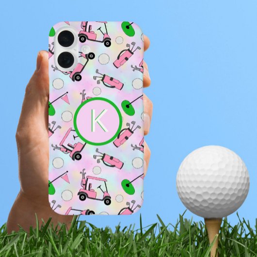 Coques Case-Mate iPhone Fun Pink Feminine Golf Design et Monogramme person