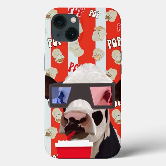 Coques Case-Mate iPhone Fun Retro Popcorn Whimsical Cow - Red Stripes (Verso)