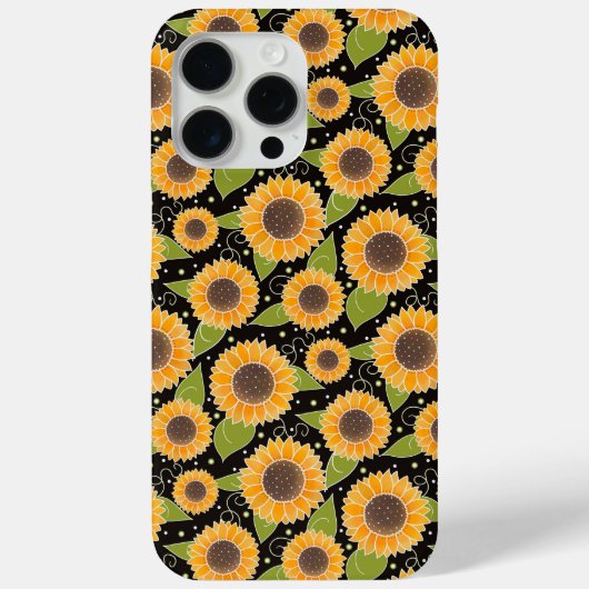 Coques Case-Mate iPhone Fun Sunflower Jaune Motif noir (Verso)