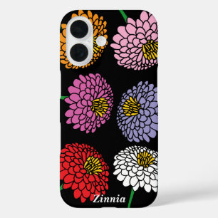 Coques iPhone 16 Fun Zinnia fleur design personnalisé