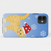 Coques Case-Mate iPhone Funky Christmas Chat jaune Snowflakes (Dos (Horizontal))