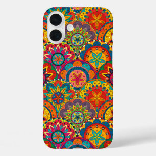 iPhone 16 Plus Case Funky Retro couleur Motif Mandala