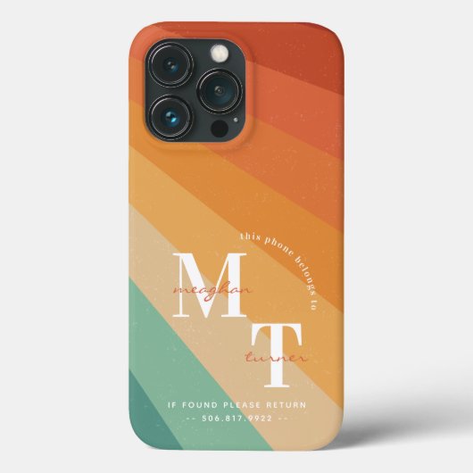 Coques Case-Mate iPhone Funky Rétro Rayures Groovy 1970 | Monogramme  (Verso)