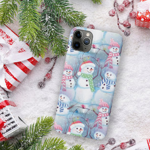 Etui iPhone 13 Pro Max Funky Snowmen Noël Arbre String Motif