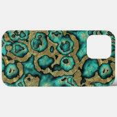 Coques Case-Mate iPhone Funky Turquoise Green Faux Gold Swirls Art Motif (Verso (horizontal))