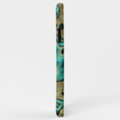 Coques Case-Mate iPhone Funky Turquoise Green Faux Gold Swirls Art Pattern (Dos/Droite)
