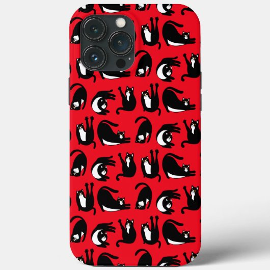 Coques Case-Mate iPhone Funny Black Red Cat Fitness (Verso)
