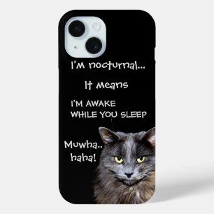 Coque Pour iPhone 15 Funny Cat est Nocturne Evil Laugh