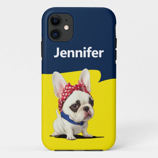 Coques Case-Mate iPhone Funny Frenchie Rosie la parodie du Riveter (Dos)