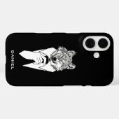 Coques Case-Mate iPhone Funny Hipster Wolf avec Black Tuxedo Personnalisé (Verso (horizontal))