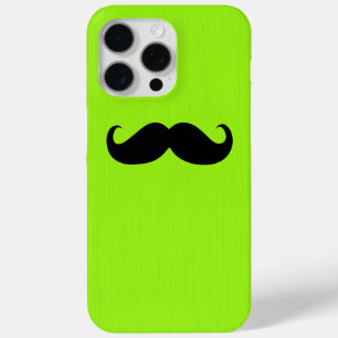 Coque iPhone 15 Pro Max Funny Moustache noire sur Arrière - plan vert jaun