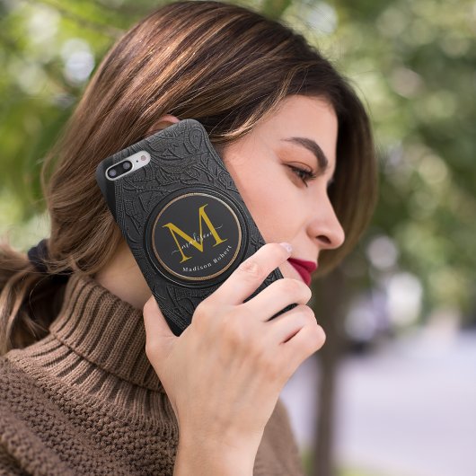 Coques Case-Mate iPhone Funny Noir Golden Luxe Script Monogramme initial