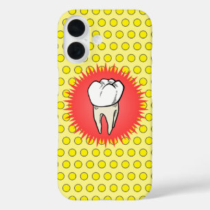 Coques iPhone 16 Funny Rouge Blanc Jaune Extrait Molaire Starburst
