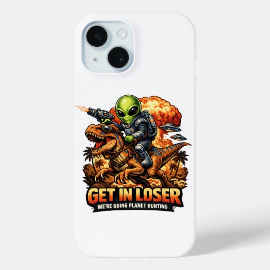 Coques Case-Mate iPhone Funny Sci-Fi Fantasy Meme Art, Alien Riding Dinosa (Verso)