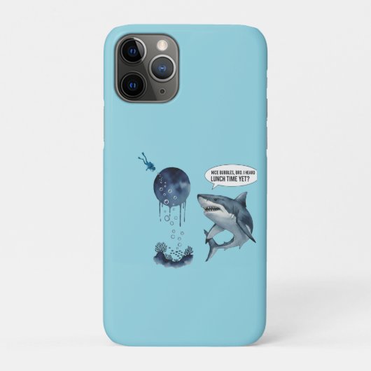 Coques Case-Mate iPhone Funny shark diver lunch time :nice bubbles bro (Dos)