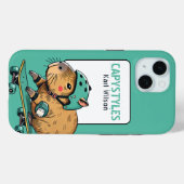 Coques Case-Mate iPhone Funny Skateboard Capybara Turquise (Verso (horizontal))