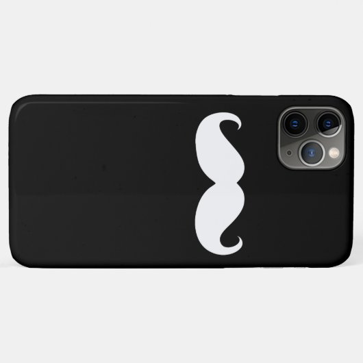 Coques Case-Mate iPhone Funny White Mustache on Black Background (Dos (Horizontal))