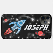 Coques Case-Mate iPhone Fusée spatiale nom de garçons noirs (Dos (Horizontal))