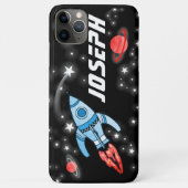 Coques Case-Mate iPhone Fusée spatiale nom de garçons noirs (Dos)
