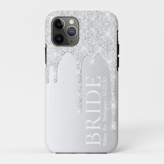 Coques Case-Mate iPhone Futur épouse Mrs Silver Glitter Drip (Dos)