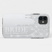 Coques Case-Mate iPhone Futur épouse Mrs Silver Glitter Drip (Dos (Horizontal))