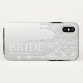 Coques Case-Mate iPhone Futur épouse Mrs Silver Glitter Drip (Dos (Horizontal))
