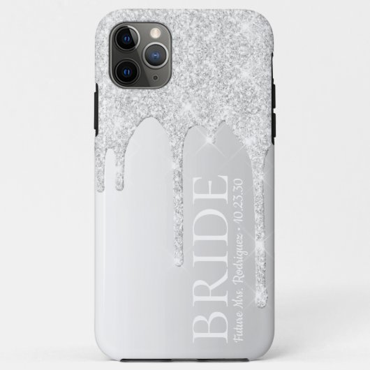 Coques Case-Mate iPhone Futur épouse Mrs Silver Glitter Drip (Dos)