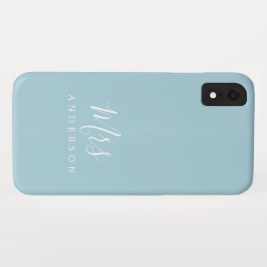 Coques Case-Mate iPhone Futur Mme Blue Glow Chic Script Bride Cadeau (Dos (Horizontal))