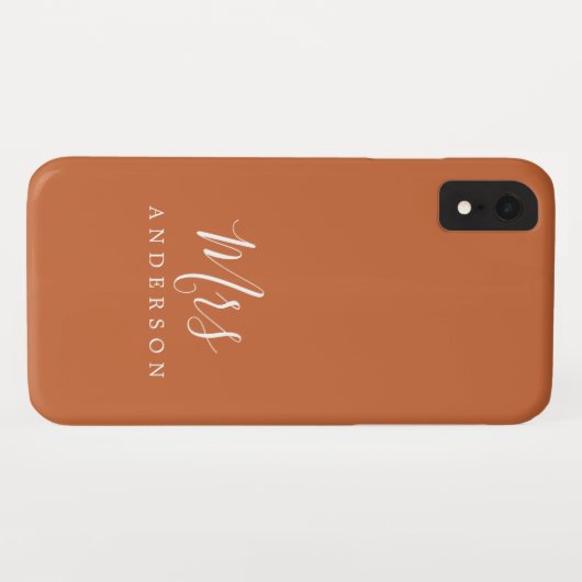 Coques Case-Mate iPhone Futur Mme Burnt Orange Chic Script Bride (Dos (Horizontal))