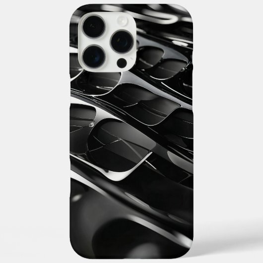 Coques Case-Mate iPhone Futur noir brillant Abstrait 3D (Verso)