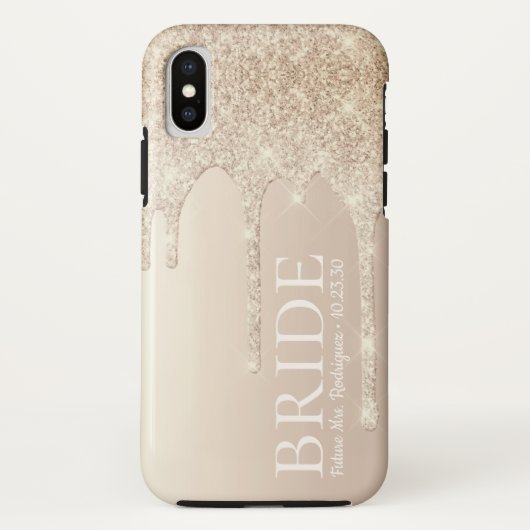 Coques Case-Mate iPhone Future Mme Paillettes Dégoulinantes Dorées Mariée (Dos)