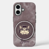 Coques Case-Mate iPhone Fuzzy Black White Peeking Cat Art Custom Name  (Verso)