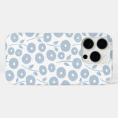 Coques Case-Mate iPhone Fuzzy Flower Rpt Pattern Blue on White (Verso (horizontal))
