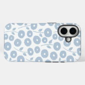 Coques Case-Mate iPhone Fuzzy Flower Rpt Pattern Blue on White (Verso (horizontal))