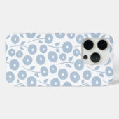 Coques Case-Mate iPhone Fuzzy Flower Rpt Pattern Blue on White (Verso (horizontal))