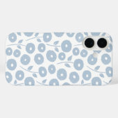 Coques Case-Mate iPhone Fuzzy Flower Rpt Pattern Blue on White (Verso (horizontal))
