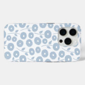 Coques Case-Mate iPhone Fuzzy Flower Rpt Pattern Blue on White (Verso (horizontal))