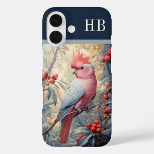 Coques iPhone 16 Galah Cockatoo Parrot Monogramme Personnalisé