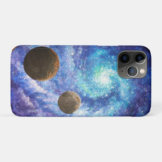 Coques Case-Mate iPhone Galaxie bleue et planètes (Dos (Horizontal))