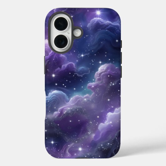 Coques Case-Mate iPhone Galaxie cosmique violette avec étoiles scintillant (Verso)