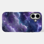 Coques Case-Mate iPhone Galaxie cosmique violette avec étoiles scintillant (Verso (horizontal))